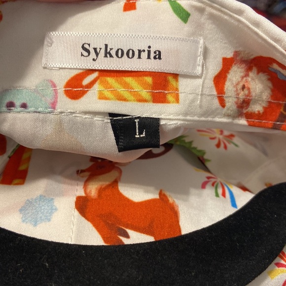 Sykooria Christmas mens button down size large NWOT - Picture 3 of 7